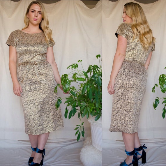Vintage 1950s R&K Originals Gold Metallic Brocade
