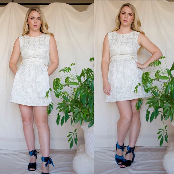Vintage 60s Metallic Mod Mini Dress