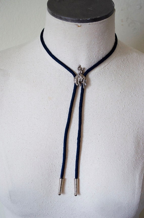 Vintage Bolo Tie With Cowboy Pendant - image 6