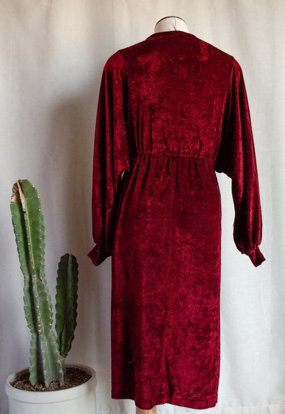 Vintage 1970s Burgundy Terry Cloth Dress - image 5