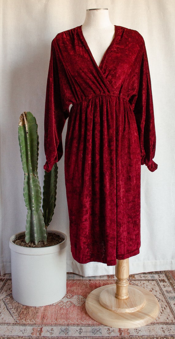 Vintage 1970s Burgundy Terry Cloth Dress - image 3