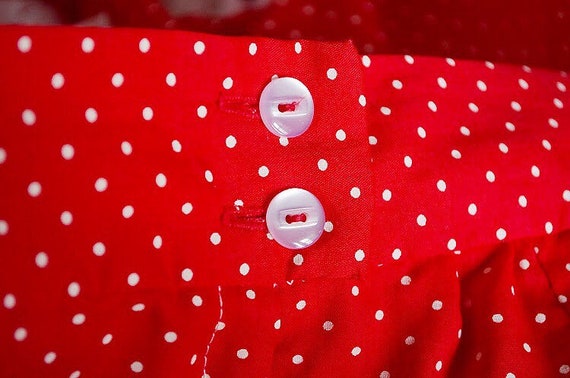 Vintage 1970s Red Polka Dot Peasant Skirt With Wh… - image 5