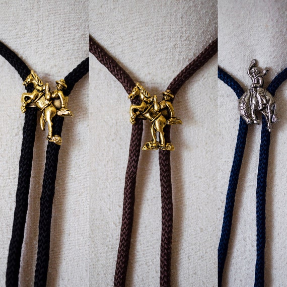 Vintage Bolo Tie With Cowboy Pendant - image 1