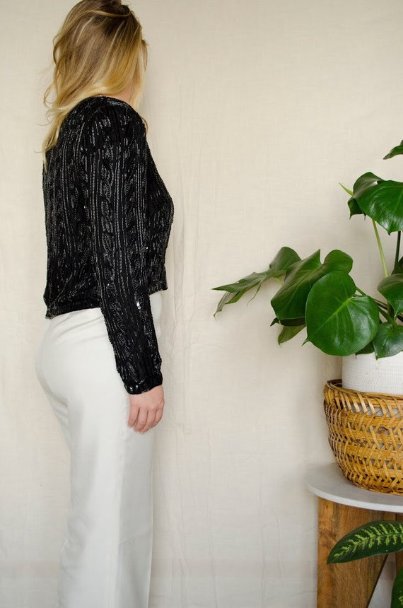 Vintage Silk Black Beaded Blouse - image 6