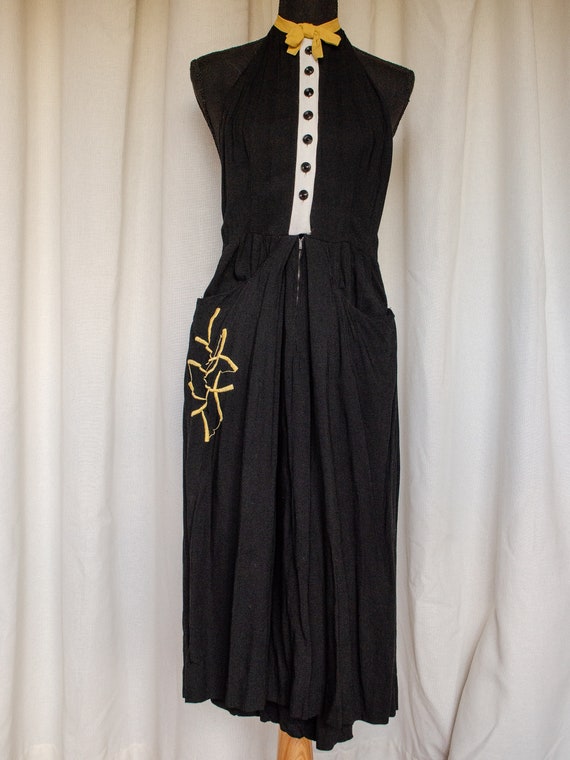 Vintage 1940s Black Halter Sun Dress - image 2
