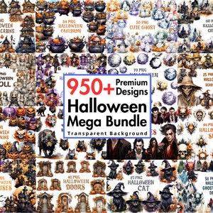Halloween Mega Bundle, Halloween Png, Halloween Clipart, All In One Bundle, Transparent Background, 950+ Png Premium Bundle
