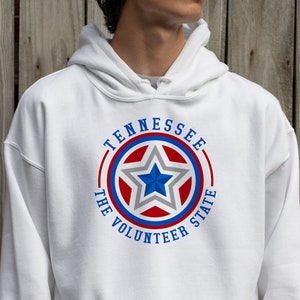 Tennessee de vrijwilligersstaat, 4 juli shirt SVG, Onafhankelijkheidsdag SVG, thuisstaat SVG, patriottische SVG, digitaal ontwerp in 7 formaten