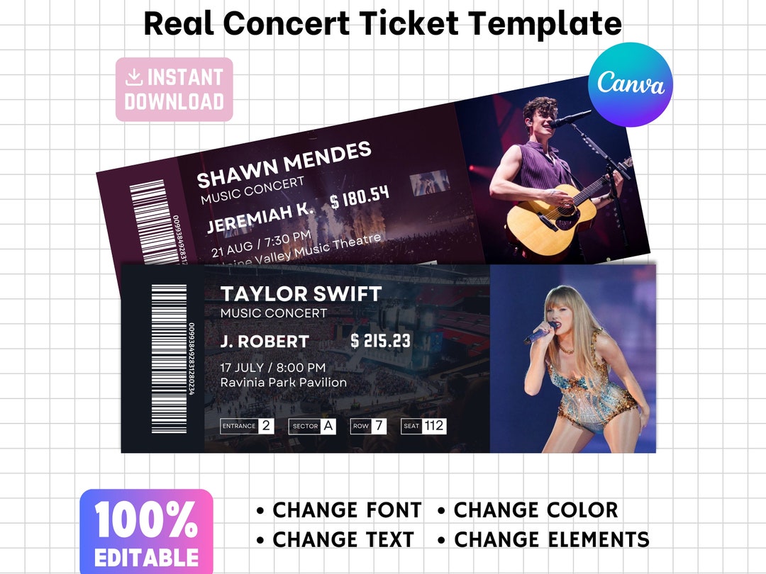 Fake Concert Ticket Template, Event Program Template, Custom Tickets Fake Concert Ticket Template, Event Program Template, Custom Tickets