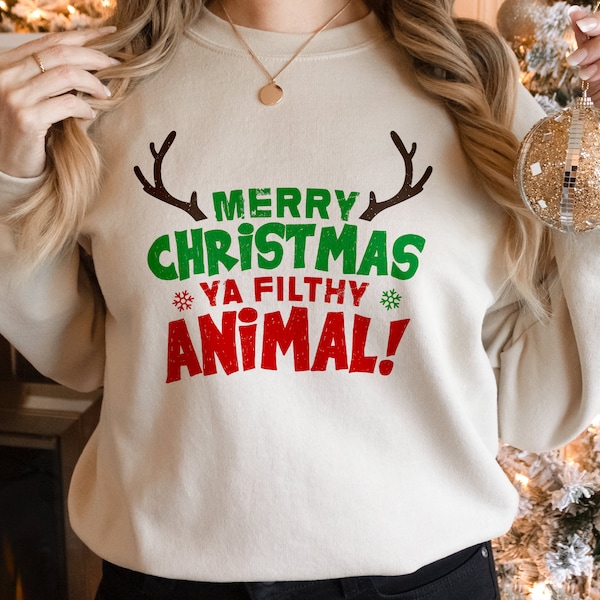 Merry Christmas Ya Filthy Animal Svg, Christmas Cricut Svg, Merry Christmas Dxf, Christmas Shirt Svg, Digital Design In 7 Different Formats