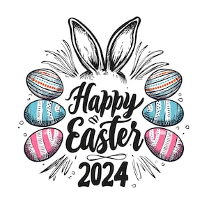 Felices Pascuas 2024, Vacaciones de Pascua 2024, Diseño Png de Pascua, Sublimación de Pascua, Png de Pascua para Niños, Uso Comercial, Fondo Transparente