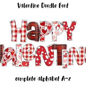 Valentines Day Doodle Font, Valentine Letters, Valentine Alphabet Doodle Font, Valentine Design, Commercial Use, Transparent Background
