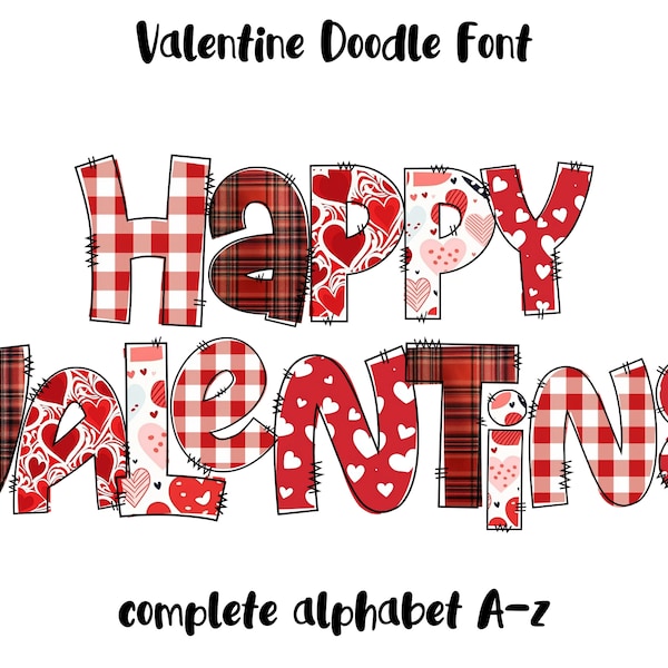Valentijnsdag doodle lettertype, Valentijn brieven, Valentijn alfabet doodle lettertype, Valentijn ontwerp, commercieel gebruik, transparante achtergrond