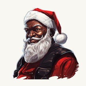 Zwarte kerstman clipart, Afro-Amerikaans, kerstman sublimatie, vakantie clipart, winter png-ontwerpen, zwarte kerst png, transparante achtergrond