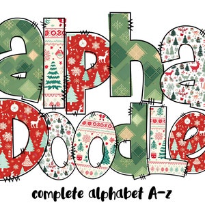 Alfabeto De Natal Png, Letras Doodle Png, Alfabeto Para Impressão, Doodle De Natal, Uso Comercial, Fundo Transparente, Pacote Premium De 4