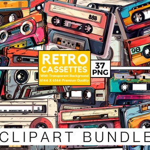 Aquarel retro cassettes clipart, cassettebandjes png, muziek graphics, jaren 90 cassette png, transparante achtergrond, 37 png premiumbundel