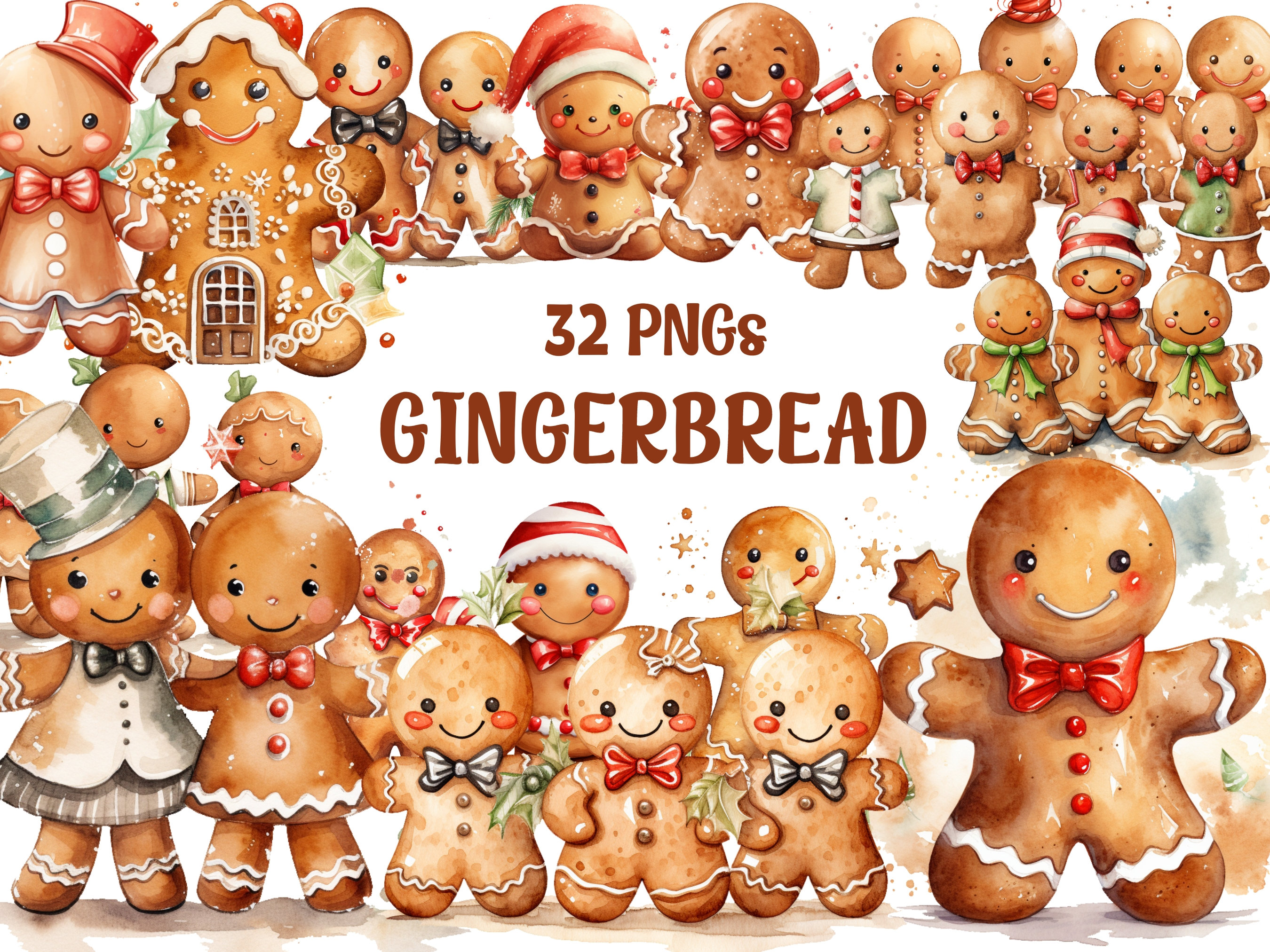Acquerello Omino di pan di zenzero Png, Clipart di Pan di zenzero
