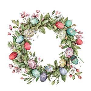 Watercolor Easter Wreath Clipart, Easter Png Design, Easter Graphics, Spring Clipart, Commercial Use, Transparent Background, 40 Pngs Bundl, Wreath Clipart, Watercolor Wreath, Watercolor Easter, Easter Wreath Png, Spring Clipart, Watercolor Clipart