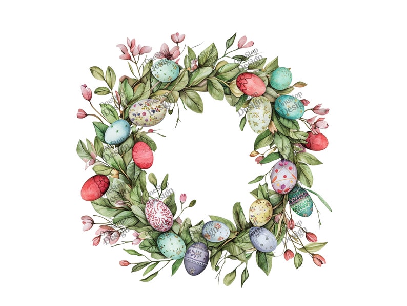 Watercolor Easter Wreath Clipart, Easter Png Design, Easter Graphics, Spring Clipart, Commercial Use, Transparent Background, 40 Pngs Bundl, Wreath Clipart, Watercolor Wreath, Watercolor Easter, Easter Wreath Png, Spring Clipart, Watercolor Clipart