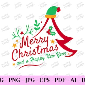 Frohe Weihnachten und ein glückliches neues Jahr, Weihnachts-Svg-Dateien, frohe Weihnachten Dxf, glücklicher Feiertag svg, trendiges Png, digitales Design in 7 Formaten