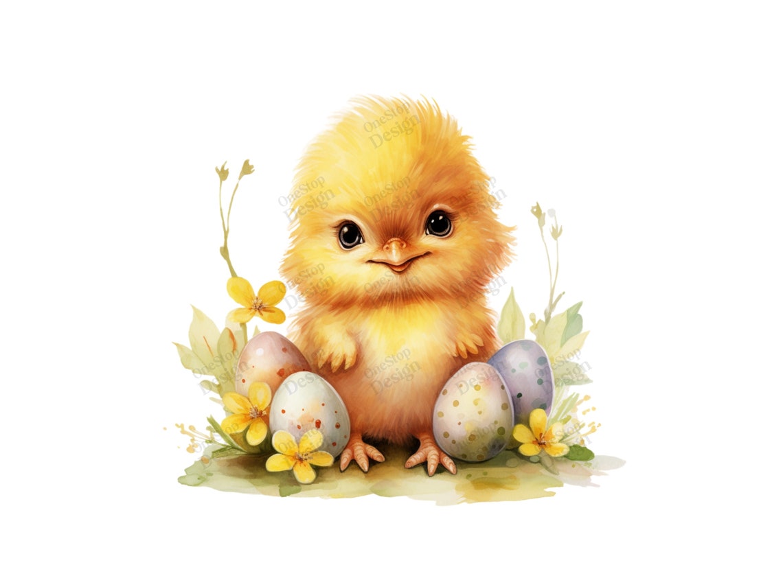 Watercolor Easter Chick Clipart, Baby Chick Png, Spring Clipart, Easter ...