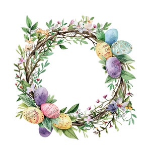 Watercolor Easter Wreath Clipart, Easter Png Design, Easter Graphics, Spring Clipart, Commercial Use, Transparent Background, 40 Pngs Bundle, Instant Download, Easter Bunny Face, Easter Vibes Png, Easter Bunny Peeps, Easter Bundle Png