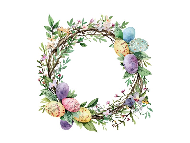 Watercolor Easter Wreath Clipart, Easter Png Design, Easter Graphics, Spring Clipart, Commercial Use, Transparent Background, 40 Pngs Bundle, Instant Download, Easter Bunny Face, Easter Vibes Png, Easter Bunny Peeps, Easter Bundle Png