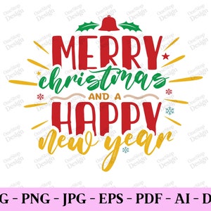 Frohe Weihnachten und ein glückliches neues Jahr svg, Weihnachten Tshirt svg, Neujahr svg, Winter svg Designs, frohe Weihnachten Dxf, Design in 7 Formaten