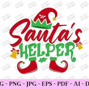 Santa's helper svg, kinderen kerst svg, schattige kerst svg, jongens kerst svg, meisjes kerst svg, dtf-ontwerpen, digitaal ontwerp in 7-indeling
