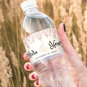 Personalized Wedding Water Bottle Labels, DIY Bottle Labels, Bride and Groom, Editable Canva Template, Printable Water Labels