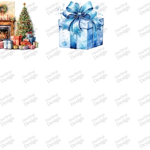 Watercolor Christmas Presents Png, Presents Clipart, Cute Gifts Clipart, Png Sublimation File, Transparent Background, 38 Png Premium Bundle