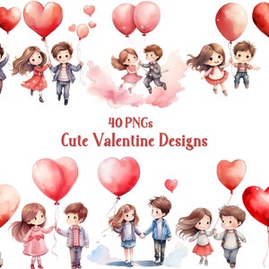 Aquarell Valentinstag Paar Png, Paar Liebe Png, Valentinstag Png-Datei, Liebe Clipart, Hochzeit Clipart, transparenter Hintergrund, 40 Png Bundle