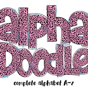 Leopard Alphabet Doodle Font, Doodle Letters Png, Printable Alphabet, Commercial Use, Transparent Background, Complete Alphabet Png Bundle