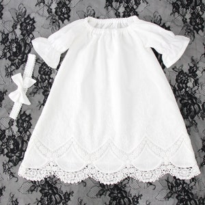 Robe de baptême bébé fille, robe de baptême fille, robe de baptême bébé fille manches 3/4, robe de baptême pour bébé fille, robe de baptême nouveau-né