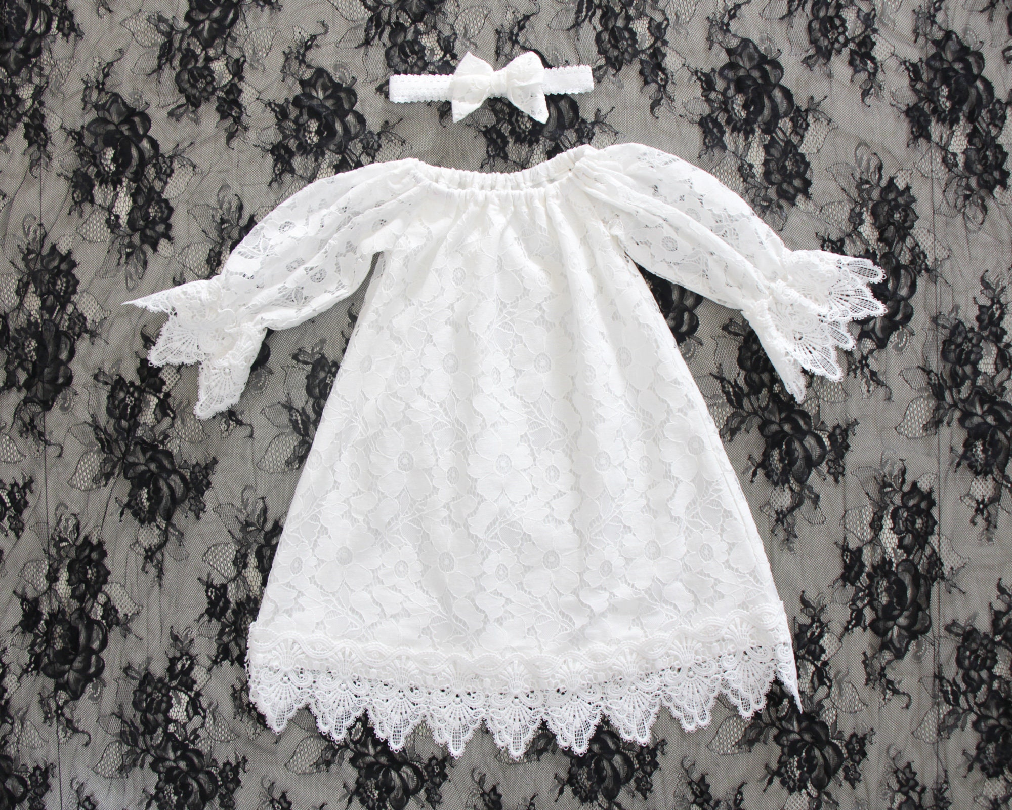 Long sleeve lace baptism dress baptism dress for baby Etsy
