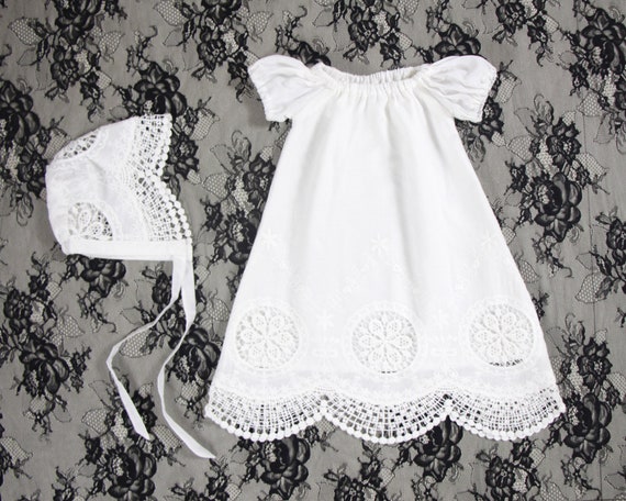 Baby Christening Dresses Infant Lace Baptism Gown Short Sleeve Appliques Unisex 