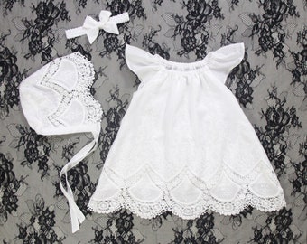 Baby-Kleid mit Flügelärmeln,Segen Kleid,Baby Taufkleid,Taufkleid,Baby Mädchen Taufe Kleid,Neugeborenen Taufkleid,Blumenmädchen Kleid