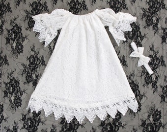 Abito da battesimo per bambina, abito da benedizione per bambine, abito da battesimo con maniche a 3/4, abito da battesimo per bambine, abito da battesimo per bambina, abito da damigella