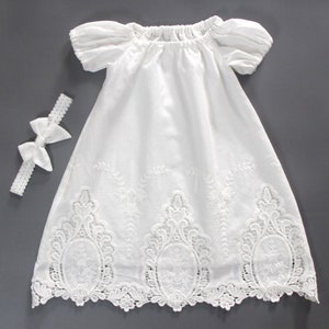 Baby Girl Baptism Dress,White Christening Gown,Girls Blessing Gown,Short Sleeve Christening Dress,Baby Baptism Dress,Newborn Baptism Gown