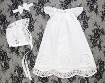 Baby Girl Blessing Dress,Baby Christening Gown,Capped Sleeve Baptism Gown,Baby Girl Baptism Dress,Newborn Christening Gown,Flower Girl Dress