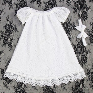Baby Girl Christening Gown, Lace Baby Girl Baptism Dress, Short Sleeve Christening Dress, Baby Girl Dress, Baptism Dress for Newborn Girl