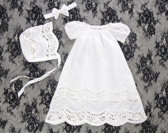 Baby Girl Blessing Dress,Baby Christening Gown,Short Sleeve Baptism Dress,Baby Girl Baptism Dress,Newborn Christening Gown,Flower Girl Dress