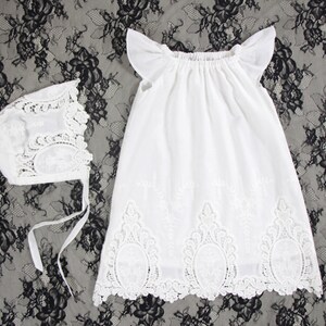 Baby Girl Christening Gown, Girls Blessing Gown,Newborn Baby Baptism Dress, Christening Dress, Baby Baptism Gown,Capped Sleeve Baptism Dress