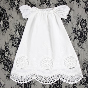Baby Girl Blessing Dress, White Baby Christening Dress, Short Sleeve Baptism Gown, Baby Girl Baptism Dress, Newborn Christening Gown