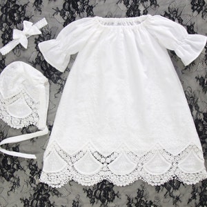 Robe de bénédiction bébé fille, robe de baptême, robe de baptême bébé fille manches 3/4, robe de baptême pour bébé fille, robe de baptême nouveau-né