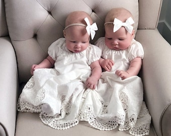 Baby Girl Blessing Gown,Baby Christening Dress,Baby Girl Baptism Dress,Short Sleeve Baptism Gown,Newborn Christening Gown,Flower Girl Dress