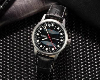 Mens Vintage watch 24 hours Raketa Polar | mechanical wrist watch, watch for men,   black watch, gift for men, mens watches, automatic watch
