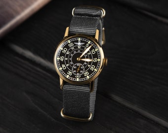 Herrenuhr Aviation 1980er Jahre, mechanische Herrenarmbanduhr, einzigartiges Geschenk für Männer, seltene Vintage-Uhr, Geschenk für ihn, Schmuck für Männer