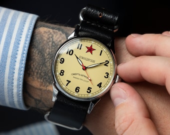 Komandirskie "Death to Spies" 1990er Jahre Uhr für Männer, Vintage Uhr, Armbanduhr, Herrenuhr, Geschenk für Männer, mechanische Uhr, Geschenk für Ihn