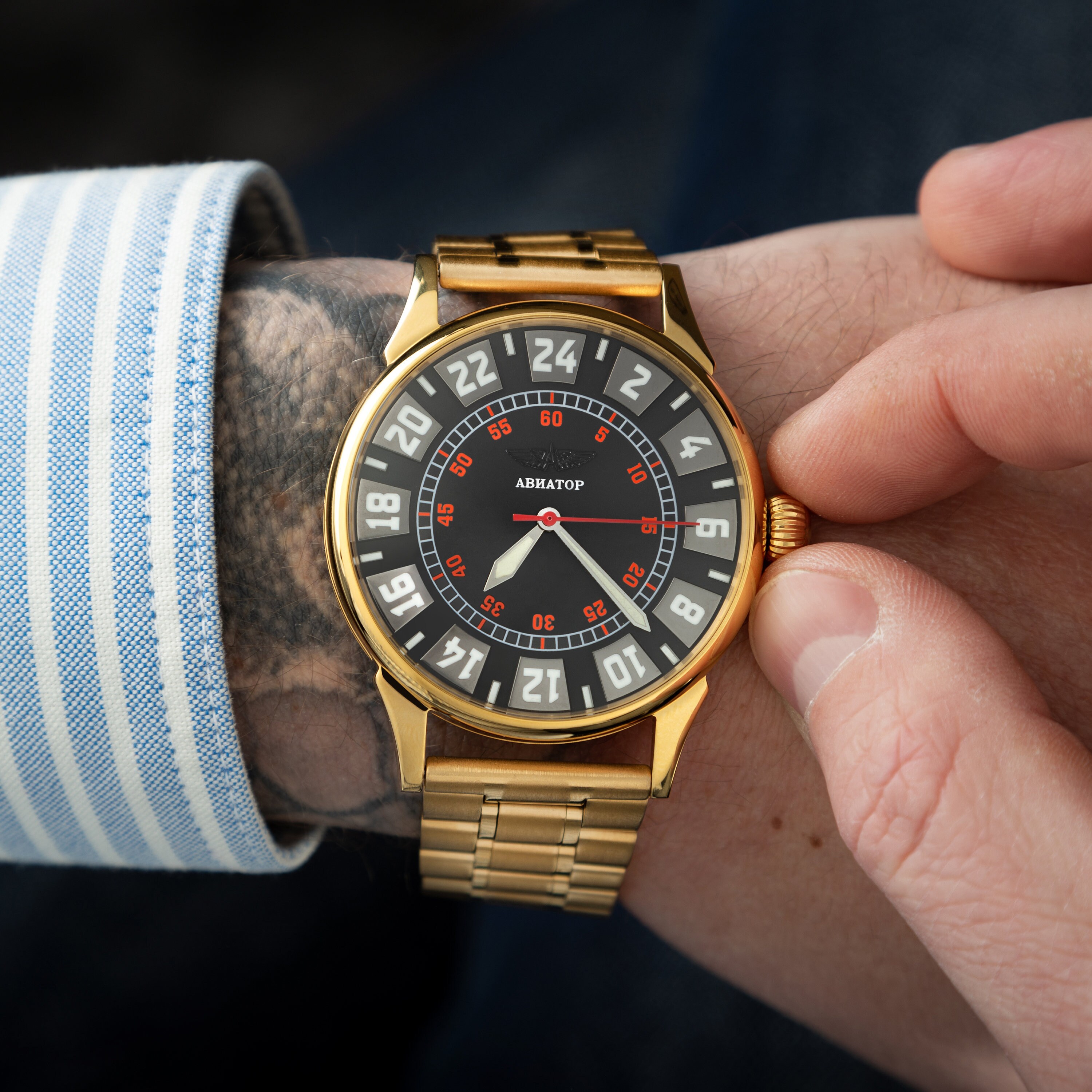 Vintage russian 24 hour watch Made in russia mens Etsy