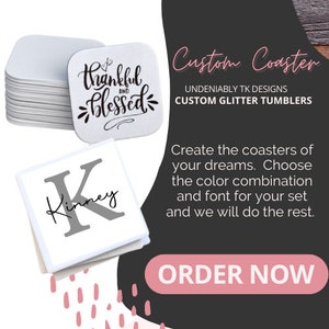 Custom Last Name Sublimation Ceramic Coasters Personalized Home Decor Set  of 4 